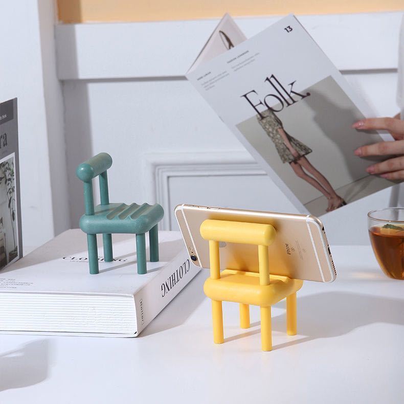 手机支架桌面可爱小椅子创意手机架新款三档可调节塑料凳子支撑架