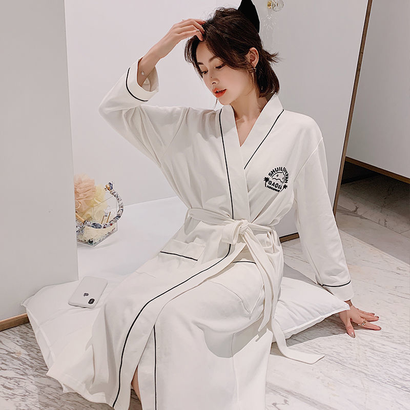 Spring and autumn pure cotton pajamas men's yukata Japanese robe thin section autumn and winter five-star hotel bathrobe pajamas ladies