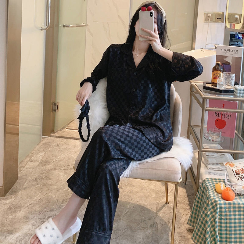 春秋款睡衣女秋季冰絲長袖兩件套女士2022年新款薄款仿真絲家居服