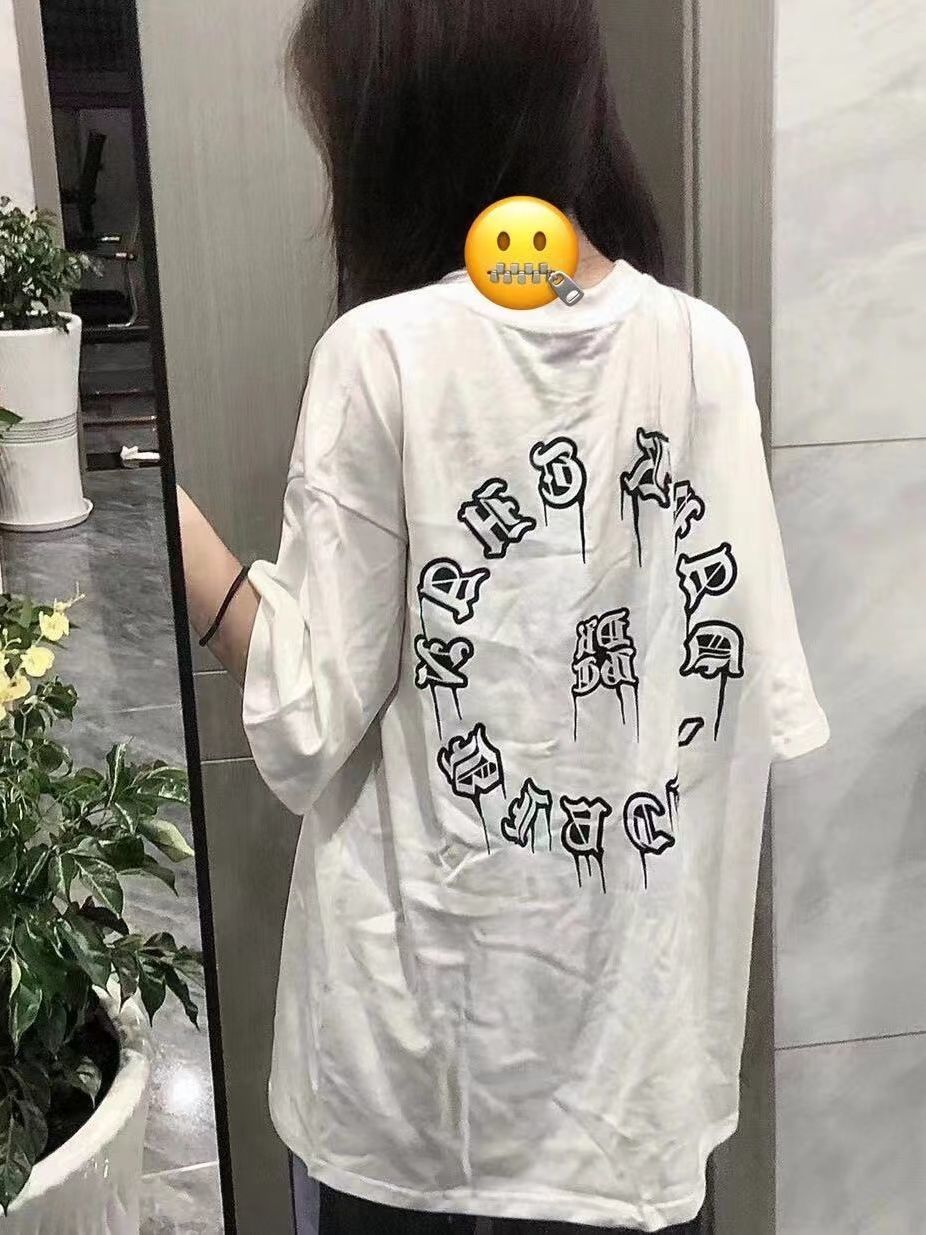 美式hiphop短袖t恤女100%純棉夏寬鬆BF設計感小眾高街字母圈上衣