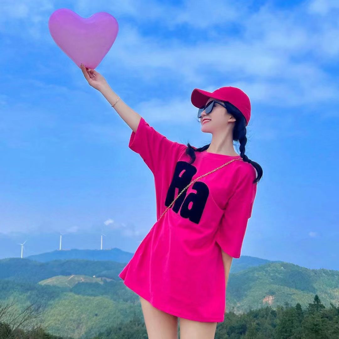 【純棉】2022夏季新款短袖T恤女生寬鬆韓版字母印花網紅上衣ins潮