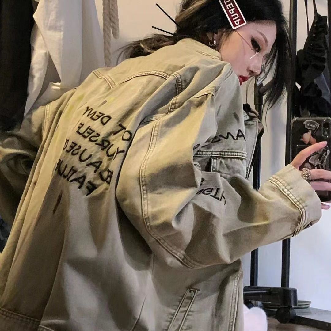 Denim jacket female 2023 spring and autumn new American ins loose retro design sense niche jacket trendy brand top