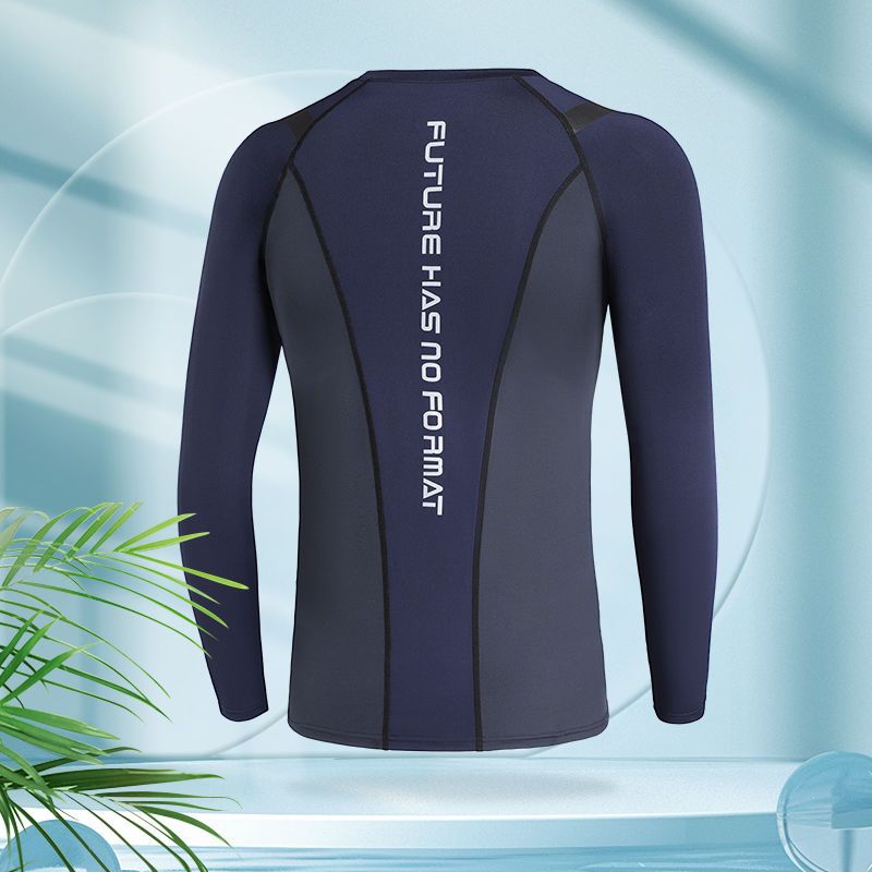 泳衣男士夏季紧身速干衣冰丝薄款运动上衣长袖透气防晒上身泳装