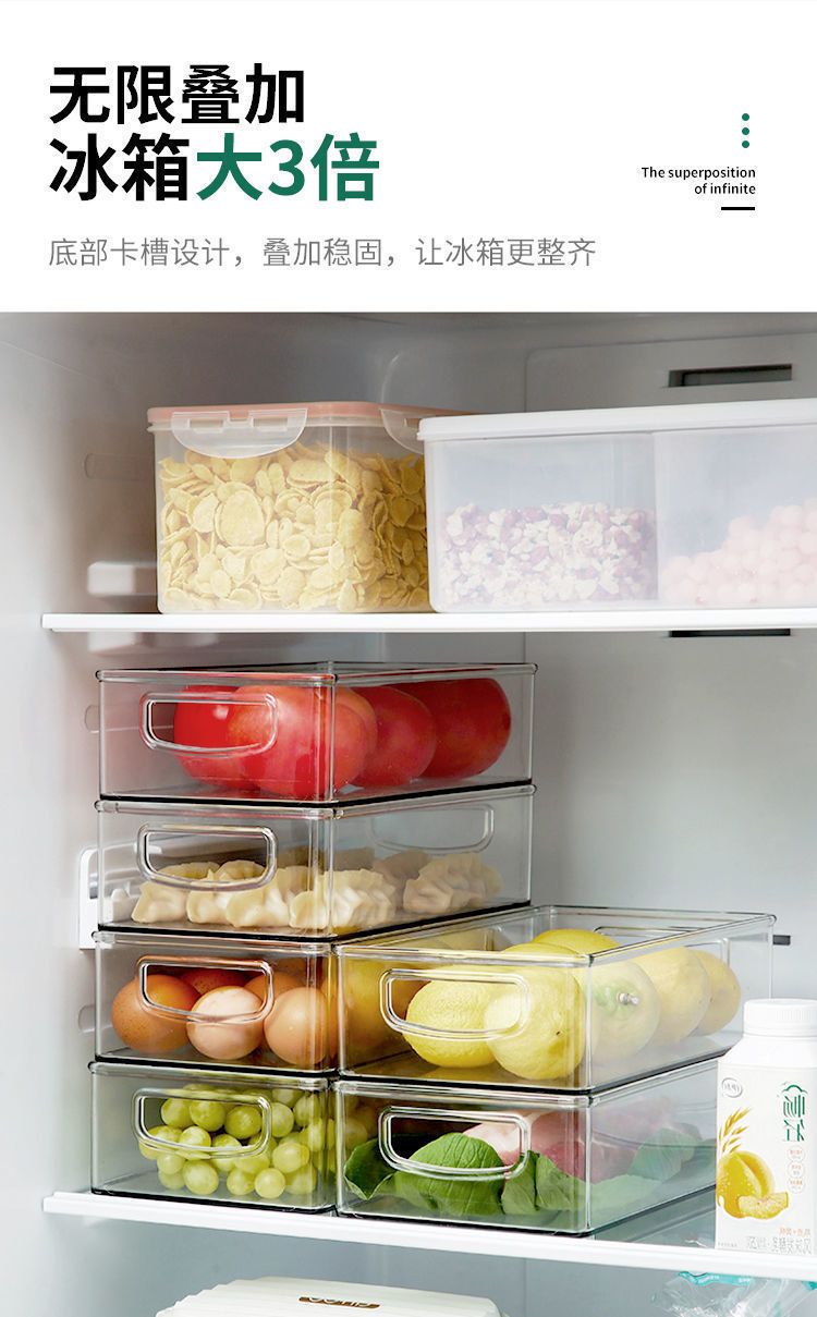 日式冰箱收纳果蔬透明收纳盒多功能冰柜冰箱冷冻收纳家用储物新款