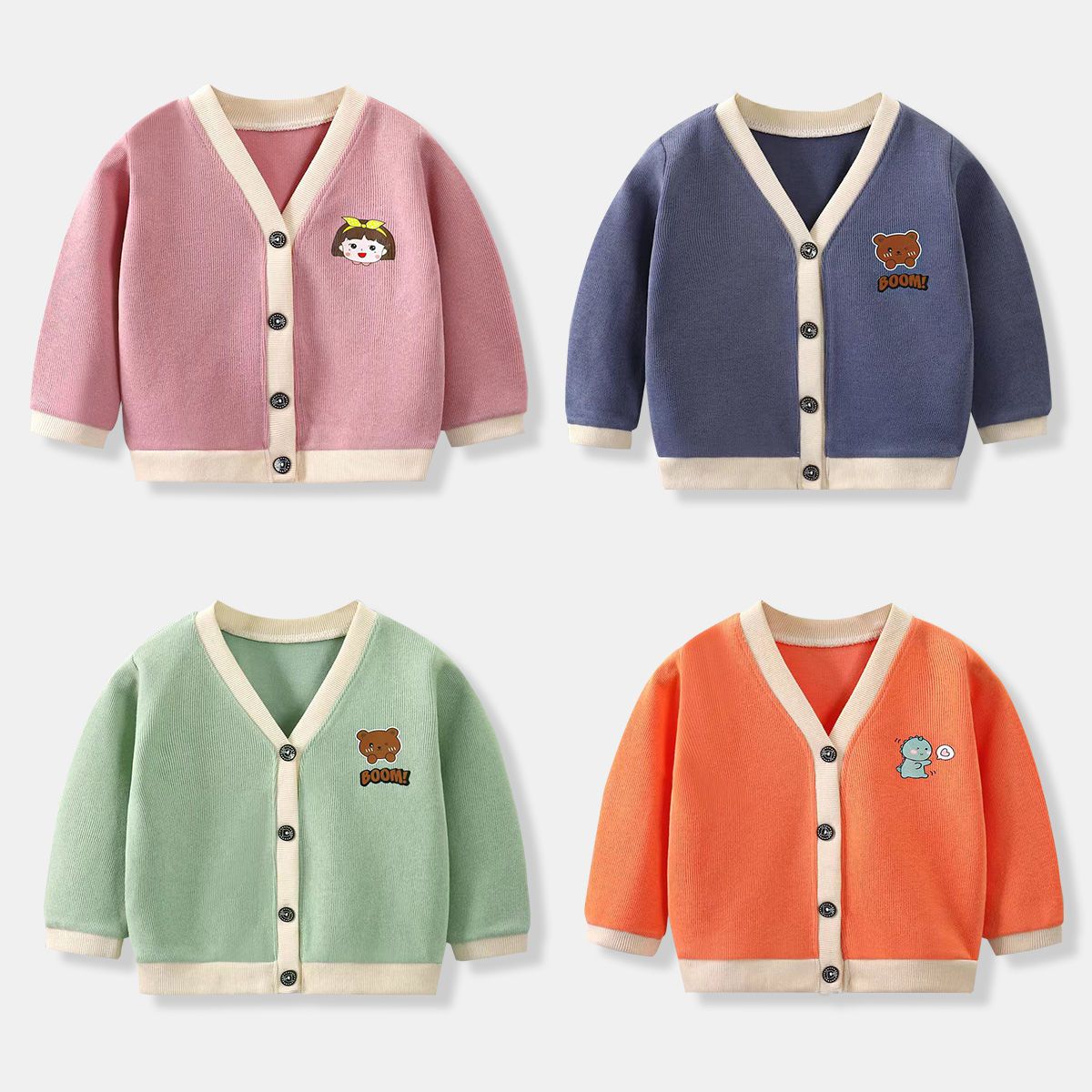 New children's knitted jackets for boys and girls, spring and autumn Korean style bottoming shirts, cardigans, baby fashion knitted sweaters tops