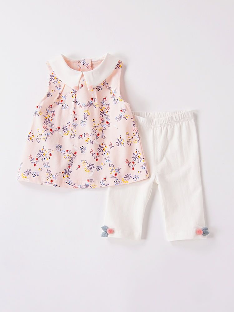 女童套装夏季小女孩夏装碎花裙子两件套小童宝宝洋气婴儿衣服公主