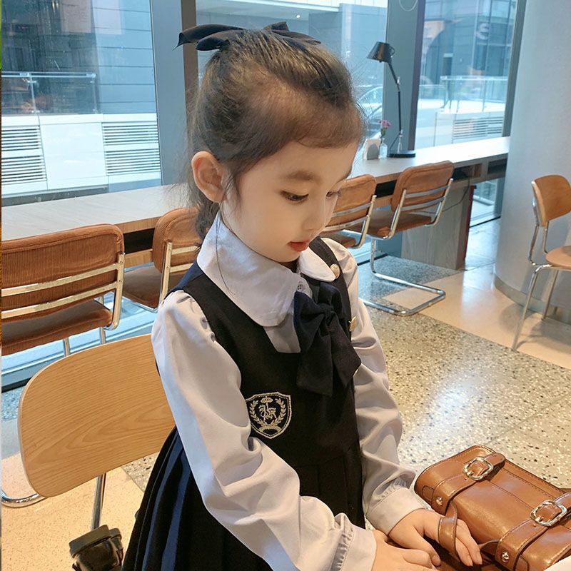 兒童秋裝女童春秋學院風西裝裙子2023新款秋季洋氣學生制服連衣裙