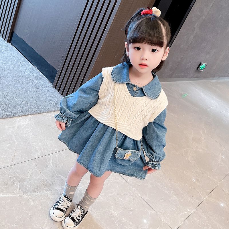 Girls dress spring and autumn 2023 new foreign style little girl baby children's dress spring autumn dress skirt