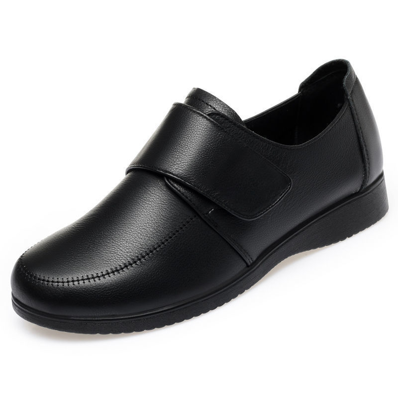 四季深口黑色单鞋新款真皮软底舒适防滑皮鞋平底休闲女单鞋妈妈鞋