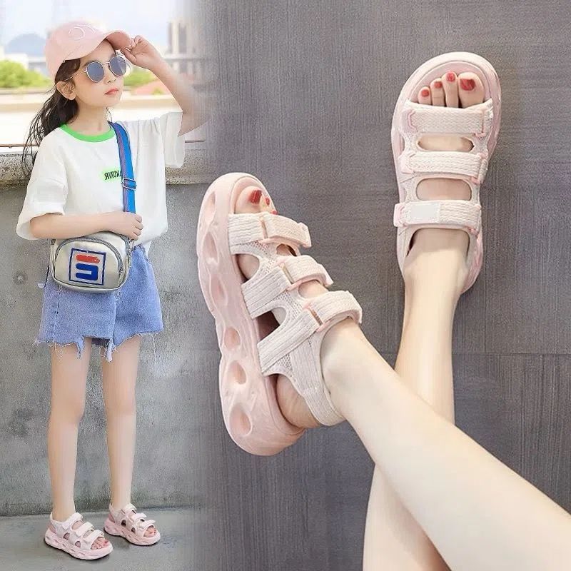 女童凉鞋夏季新款儿童软底运动凉鞋中大童女韩版时尚沙滩鞋潮