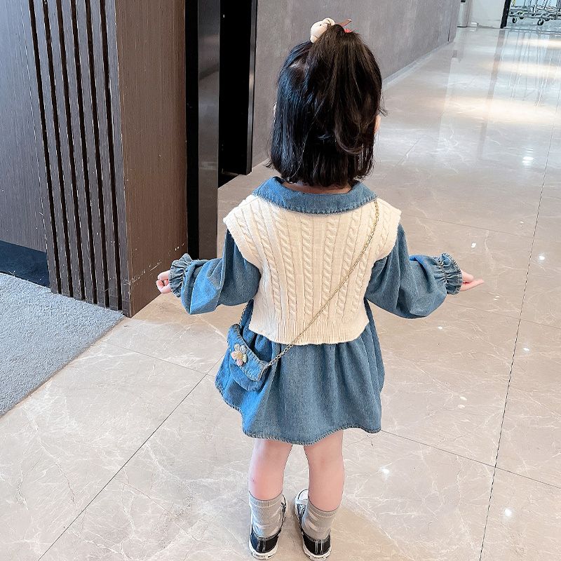 Girls dress spring and autumn 2023 new foreign style little girl baby children's dress spring autumn dress skirt