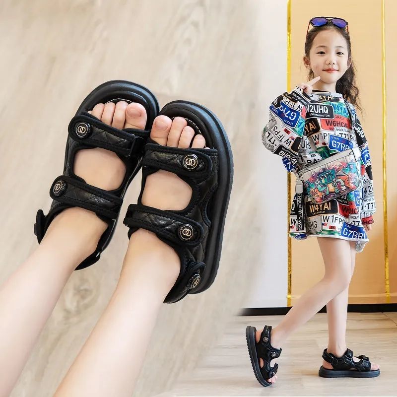 女童凉鞋2023夏季新款儿童软底运动凉鞋中大童女韩版时尚沙滩鞋潮