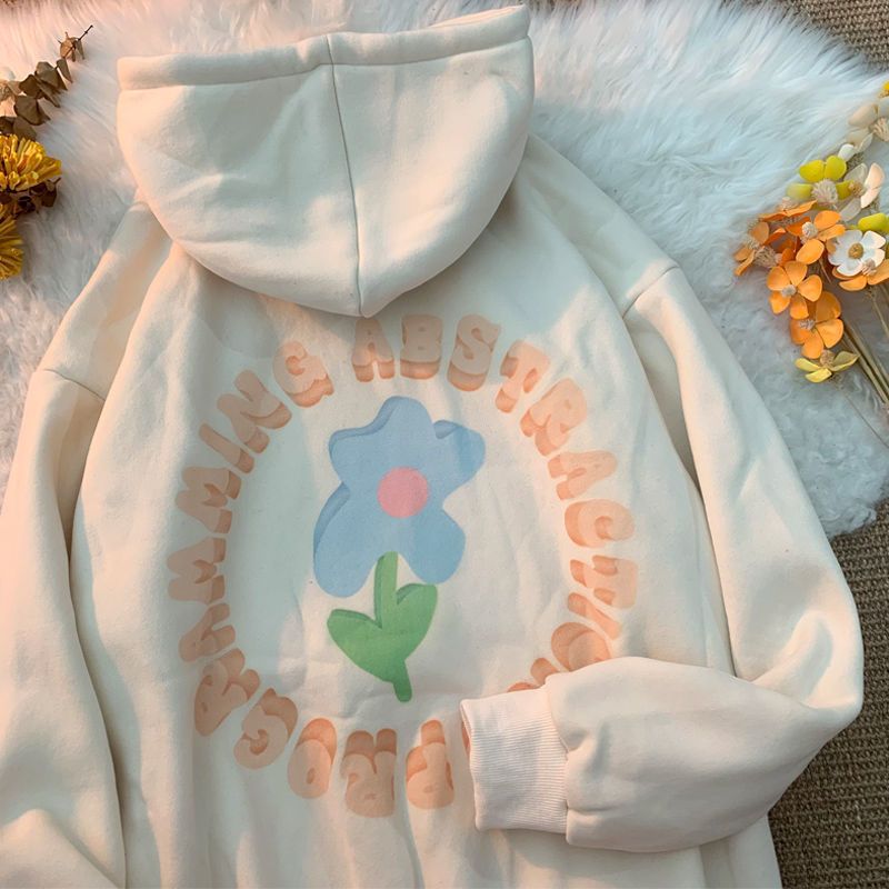Milky apricot color medium and large children's sweater women's autumn and winter design sense niche loose lazy hooded small fragrant wind jacket ins
