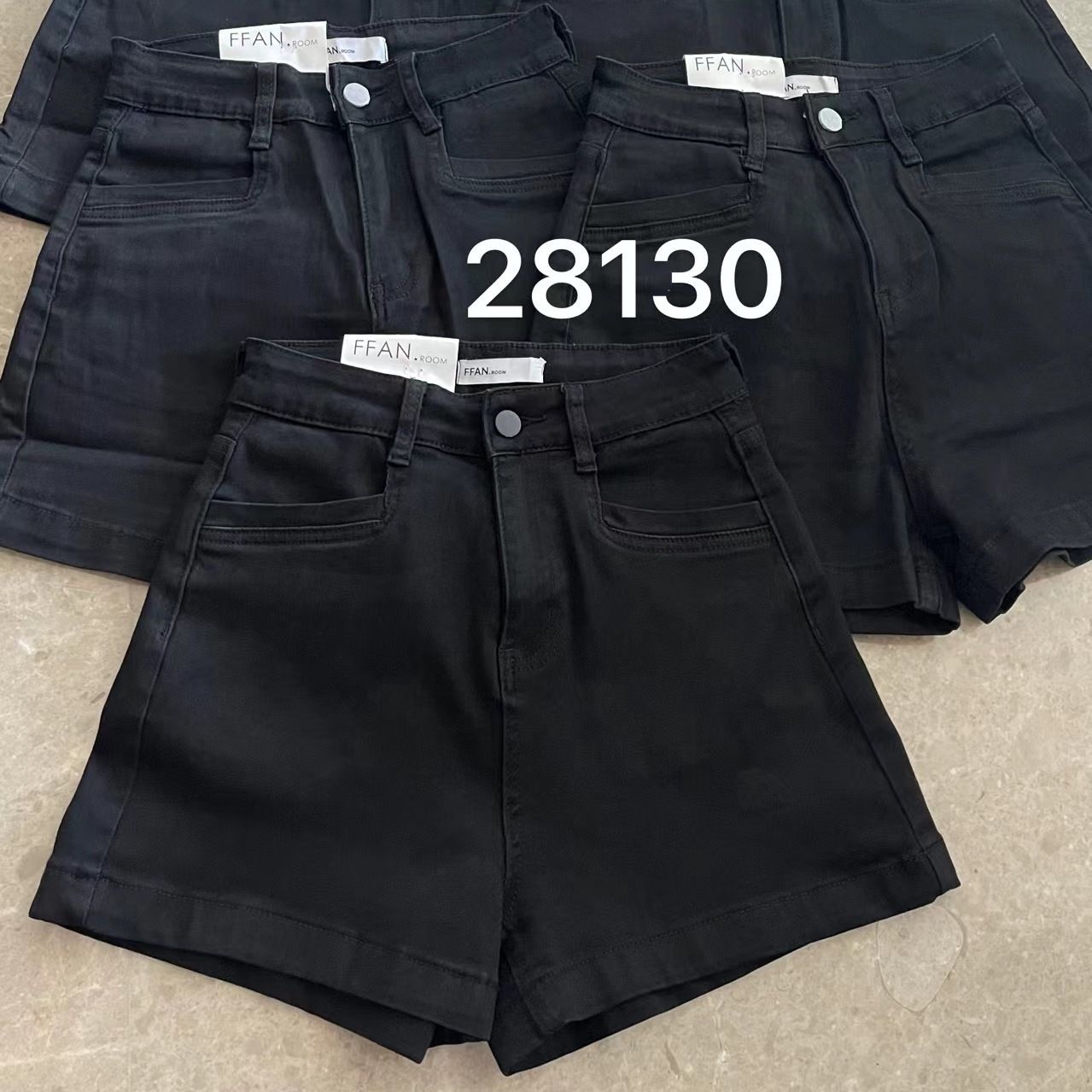 2023年夏季新款高腰韓版彈力a字顯瘦牛仔褲小黑褲女黑色牛仔短褲