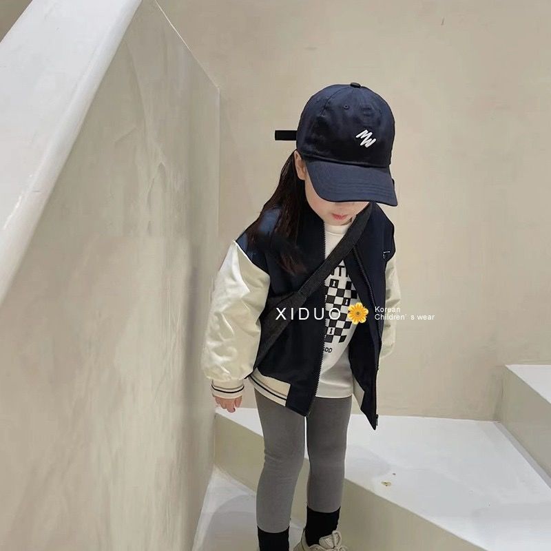 Korean children's clothing girls suit autumn baseball uniform jacket gray leggings children's foreign style fashionable two-piece set