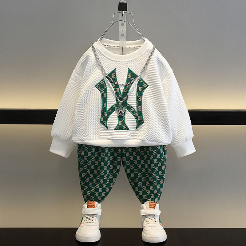 童裝男童春秋套裝2023新款寶寶網紅衣服潮兒童洋氣酷帥衛衣兩件套
