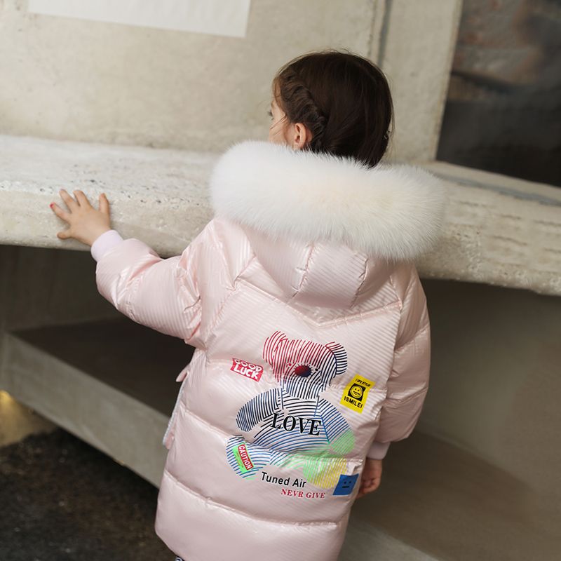 新款反季儿童羽绒服女童中长款新款洋气冬季童装免洗外套