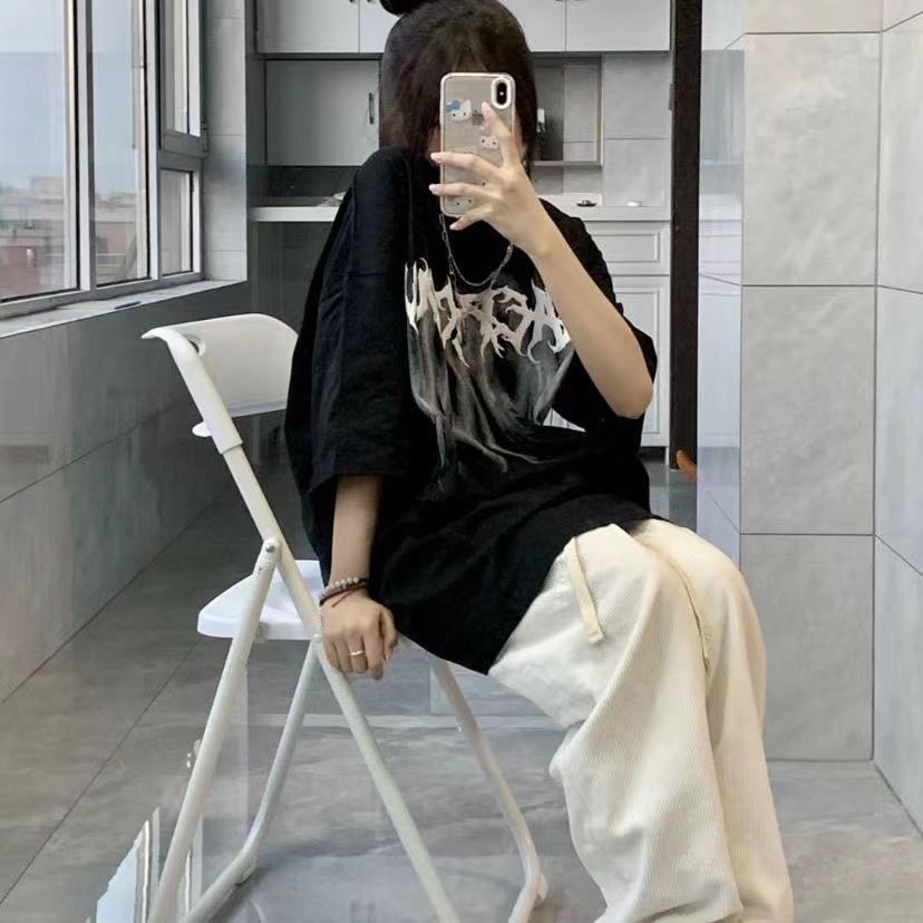 100%純棉短袖t恤女2022夏季新款國潮慵懶風韓版寬鬆學生ins潮上衣