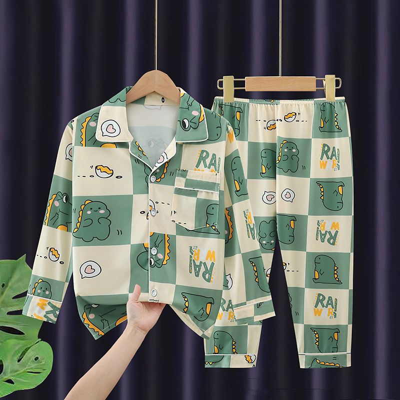 Children's pajamas spring and autumn long-sleeved cotton boys cartoon home service boys 12 middle and older children 15 new spring and autumn suits