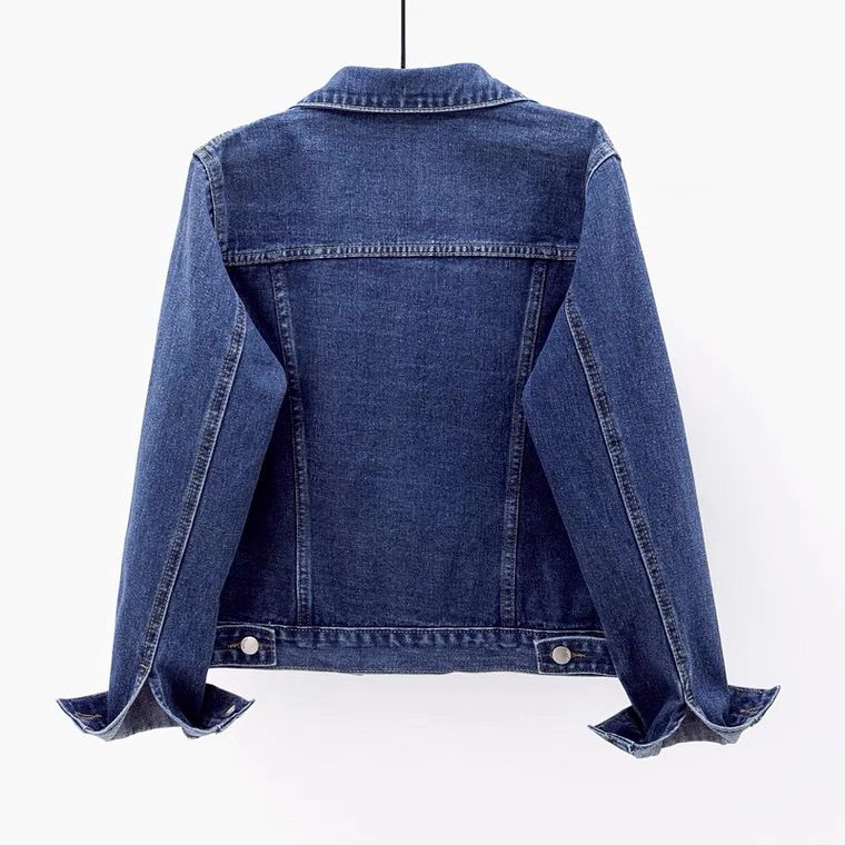 Slim denim jacket women's short large size slim Korean version all-match long-sleeved top trendy cardigan jacket