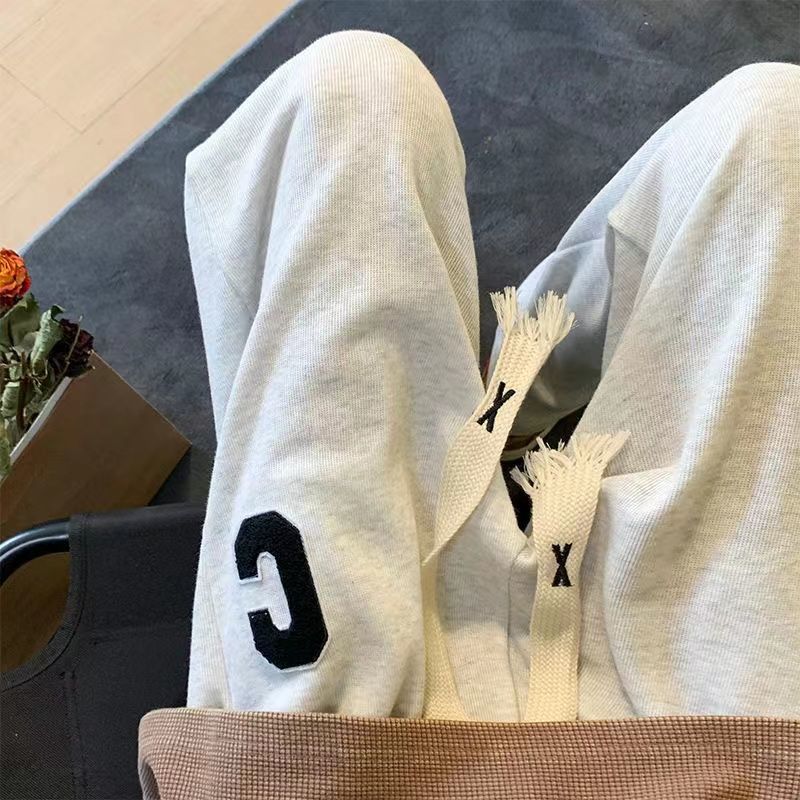 Autumn thin pants men's American style high street large size straight sports pants autumn heavy casual pants trendy brand ins