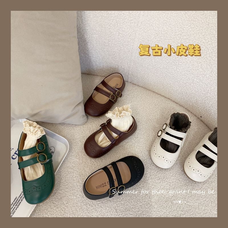 Girls' small leather shoes 2022 spring and autumn new all-match children's foreign style female baby princess shoes soft bottom children's single shoes