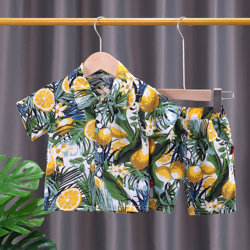 男童夏装短袖套装2022新款夏威夷度假宝宝洋气儿童沙滩薄款两件套