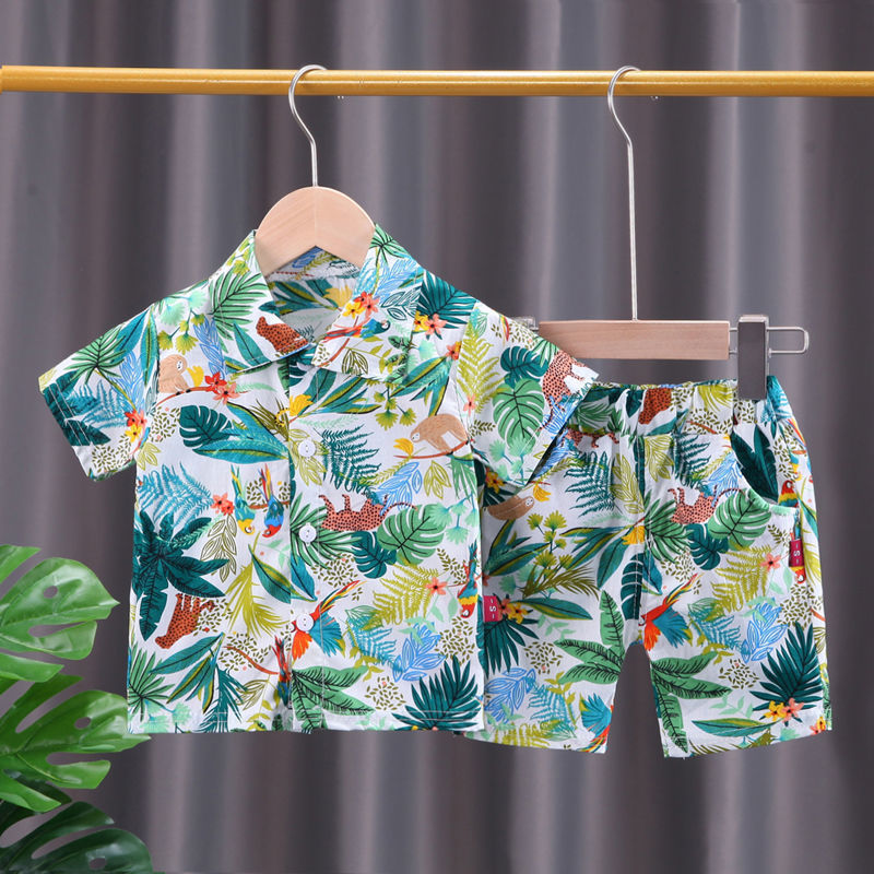男童夏装短袖套装2022新款夏威夷度假宝宝洋气儿童沙滩薄款两件套