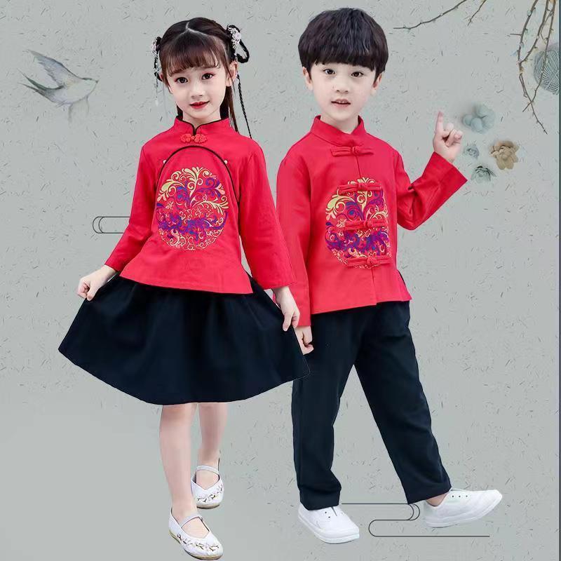 中秋節兒童大合唱演出服裝男女中國風朗誦小學生班服國學古風漢服