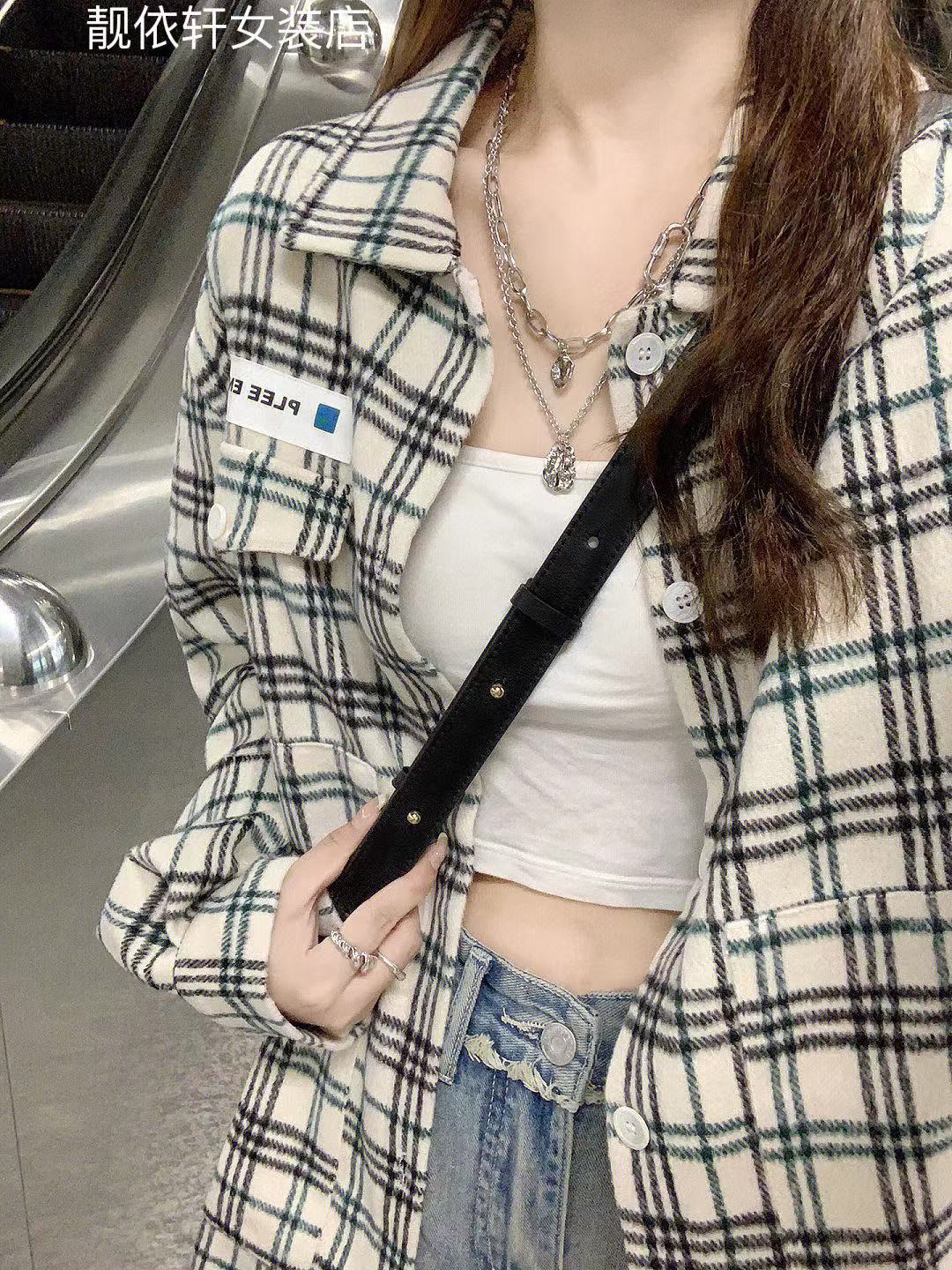 格子襯衫女早秋學生內搭外穿設計感小眾上衣寬鬆法式慵懶港風外套