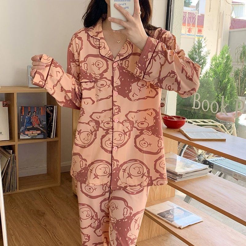 睡衣女春秋季開衫長袖2022年新款可愛甜美薄款可外穿家居服兩件套