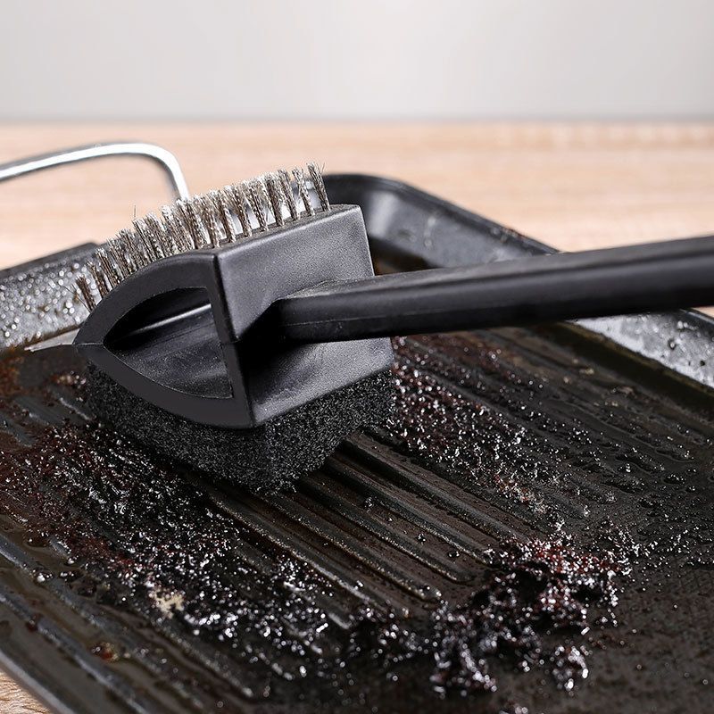 Household BBQ Grill Special Soft Bristle Cleaning Long Handle Multi-Functional Steel Wire Brush_voghion.com