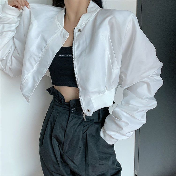 Stand collar sun protection clothing baseball jacket autumn women's clothing  new loose short long-sleeved jacket cardigan top