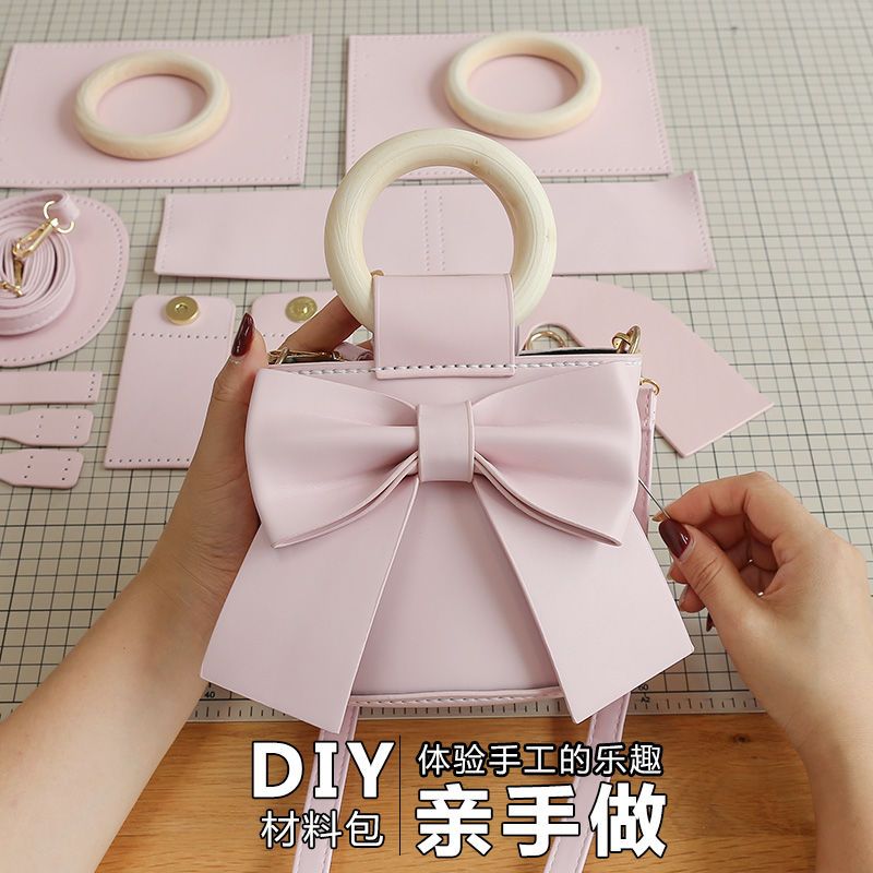 小眾蝴蝶結包包女2023新款DIY手工自製斜挎包仙女包手提包水桶包
