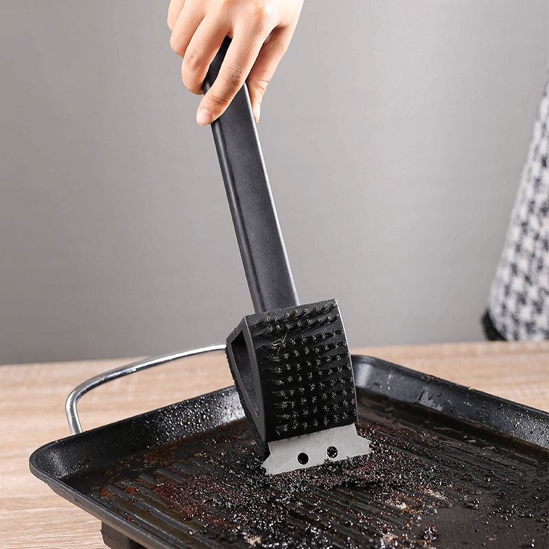 Household BBQ Grill Special Soft Bristle Cleaning Long Handle Multi-Functional Steel Wire Brush_voghion.com