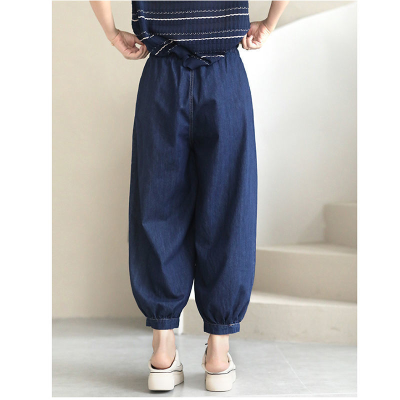 Girls' jeans  summer new style middle and big children's loose bloomers Harem pants casual nine-point trousers