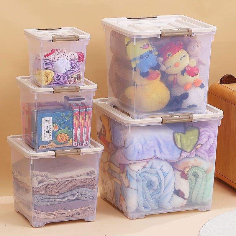 收纳箱家用透明塑料储物箱正方形玩具杂物衣物收纳箱简约风整理箱