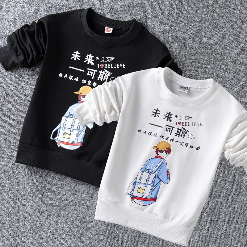 Boys' sweatshirts spring and autumn  new children's bottoming shirts, medium and large children's autumn clothes, loose long-sleeved T-shirts, trendy tops