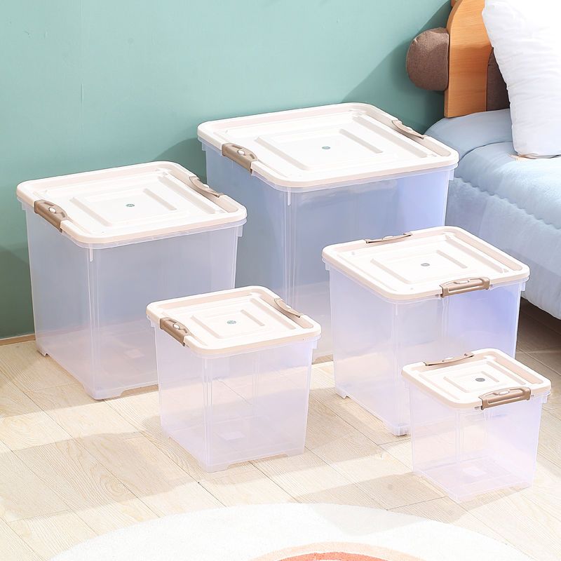 收纳箱家用透明塑料储物箱正方形玩具杂物衣物收纳箱简约风整理箱