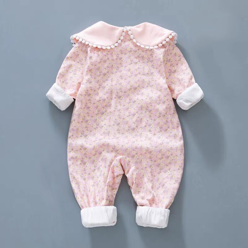 Double-layer baby clothes baby cotton romper newborn clothes autumn and winter two-layer baby autumn jumpsuit