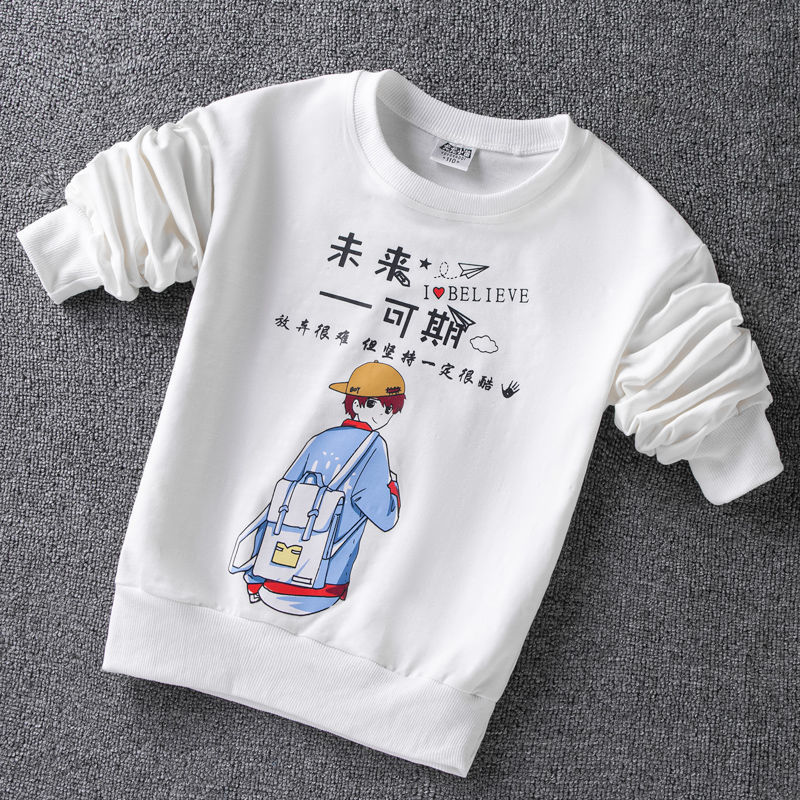 Boys' sweatshirts spring and autumn  new children's bottoming shirts, medium and large children's autumn clothes, loose long-sleeved T-shirts, trendy tops