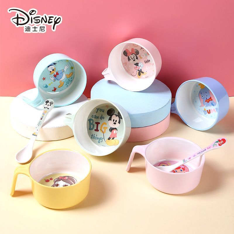 迪士尼手柄碗儿童餐具五和宝宝碗耐摔家用卡通碗勺套装婴儿辅食碗