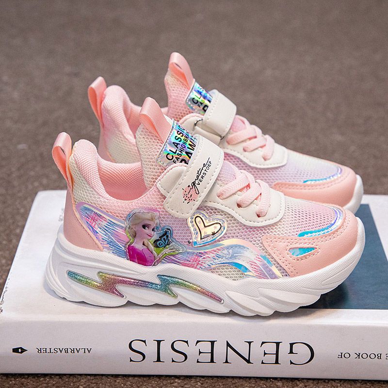Girls Sports Shoes 2022 Spring and Autumn New Children's Shoes Girls Breathable Mesh Shoes Cartoon Princess Shoes Soft Sole