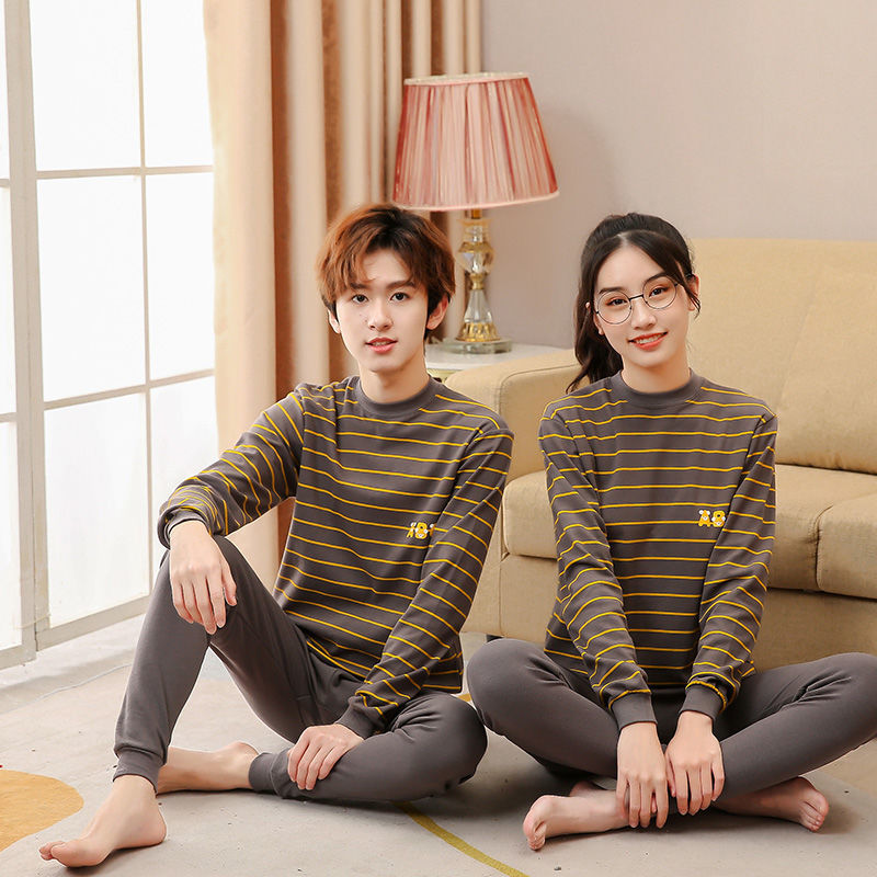 品牌青少年純棉中領內衣套裝全棉秋衣秋褲中大童學生睡衣棉毛衫