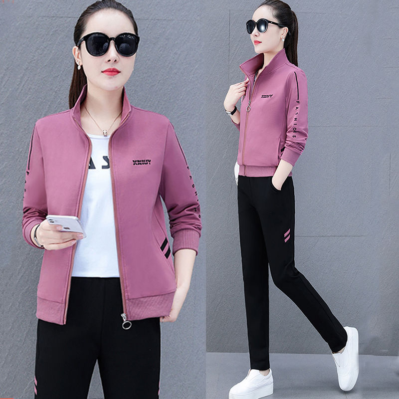 Casual sportswear suit women's three-piece suit spring and autumn 2023 new Korean version loose foreign style fashion running clothes