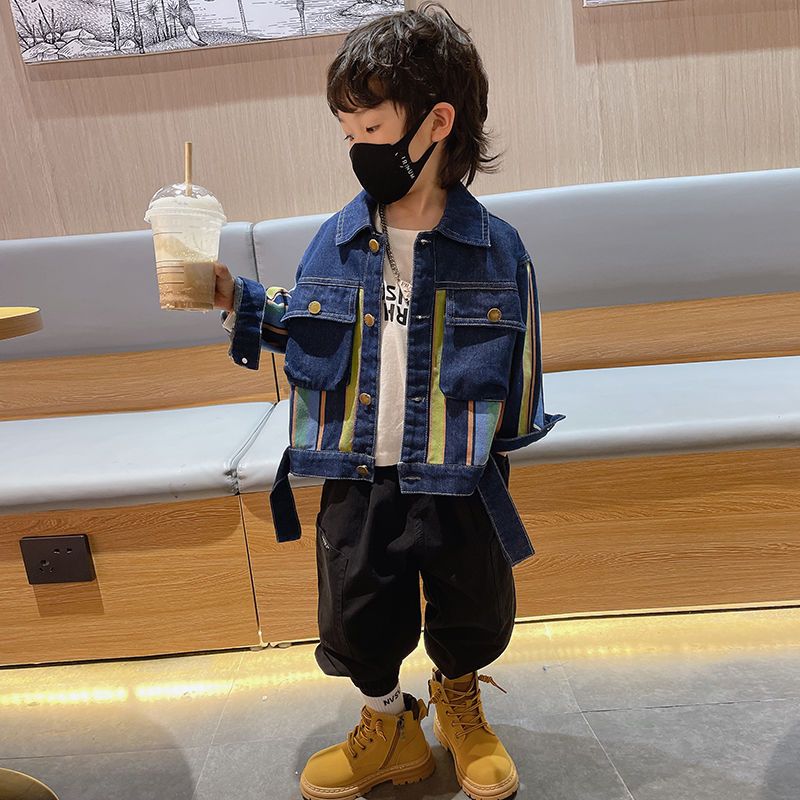 男童牛仔外套春秋2023新款兒童洋氣時髦寶寶秋季帥氣休閒上衣服潮