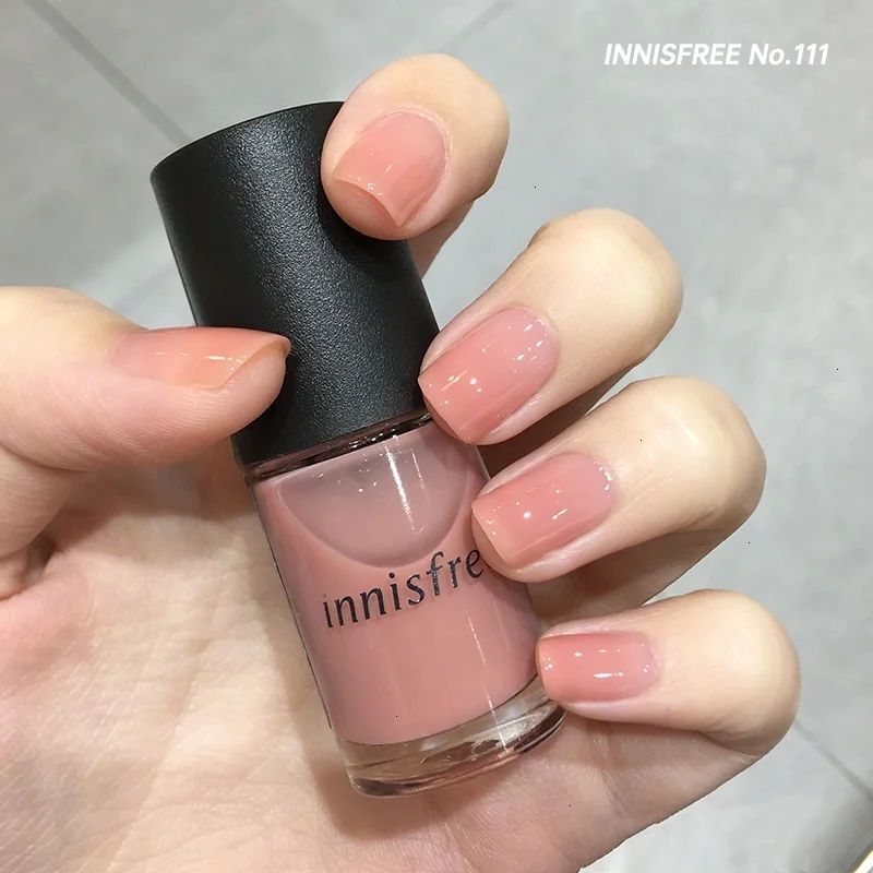 Innisfree Nail Polish Nude Color Showing White Gentle Pink Warm Color Free Baking Lasting Non-Tearable Nail Polish Toe Students