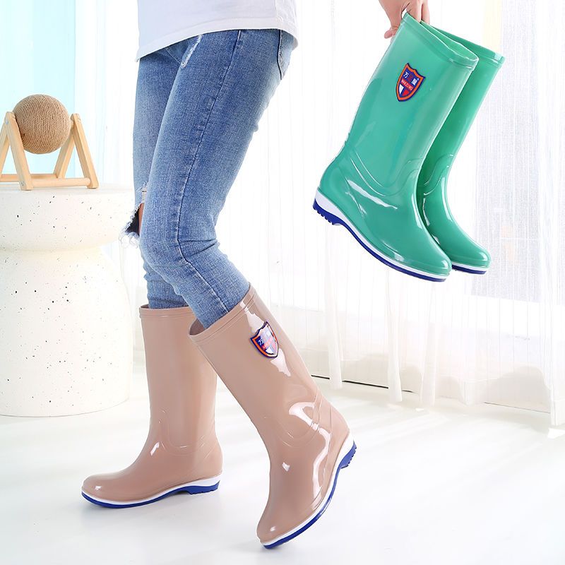 雨靴女高筒韩版时尚新款成人水鞋防滑软鞋底耐磨加绒保暖中筒胶鞋