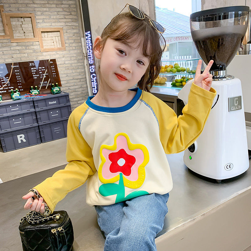 女童T恤長袖秋裝2022新款兒童女寶寶春秋打底衫小女孩秋季上衣潮