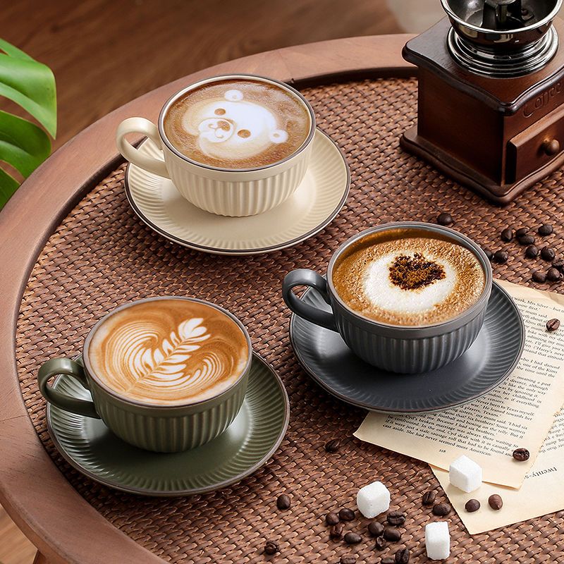 European Small Luxury Coffee Saucer Spoon Hanging Ear Ins Style Ceramic Latte Art Afternoon Tea Cup Set_voghion.com